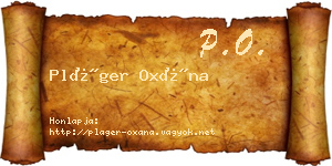 Pláger Oxána névjegykártya
